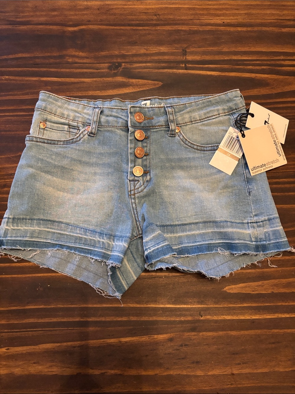 7 FOR ALL MANKIND Denim Jean Shorts Girls 14 new Raw hem